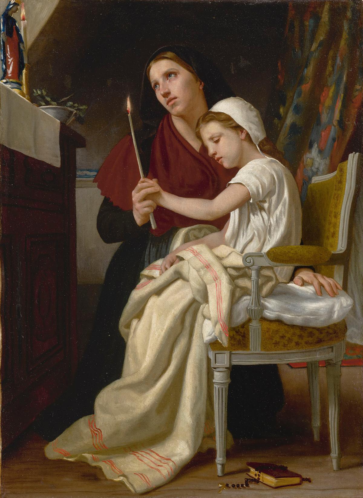 Some take consolation in faith. “The Wish,” 1867, by William-Adolphe Bouguereau. Oil on canvas; 22.7 inches by 16.4 inches. Philadelphia Museum of Art. (Public Domain)