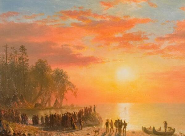 "The Departure of Hiawatha," 1868, by Albert Bierstadt. It depicts the final scene of "Song of Hiawatha."  (Public Domain)