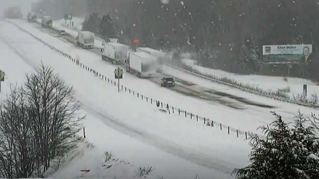 Snow Storm Traps Trucks on Missouri Interstate