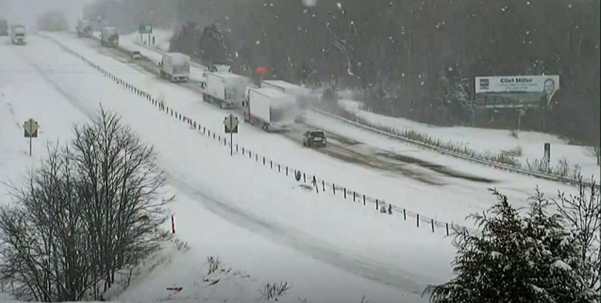 Snow Storm Traps Trucks on Missouri Interstate