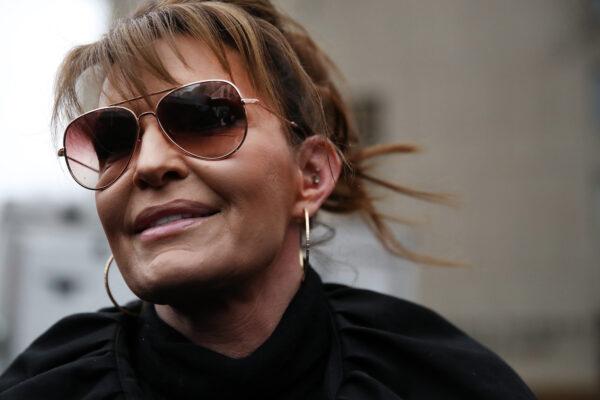 Former Alaska governor Sarah Palin arrives at a federal court in Manhattan for her defamation case against the New York Times. (Spencer Platt/Getty Images)