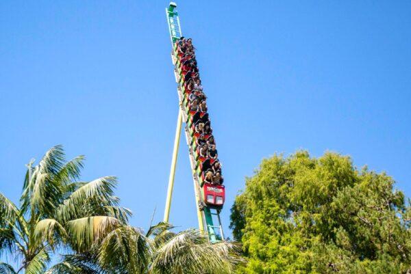 Built in 1978, Montezooma’s Revenge at the Knott's Berry Farm is the first flywheel launched coaster in the world. (Courtesy of Knott's Berry Farm)