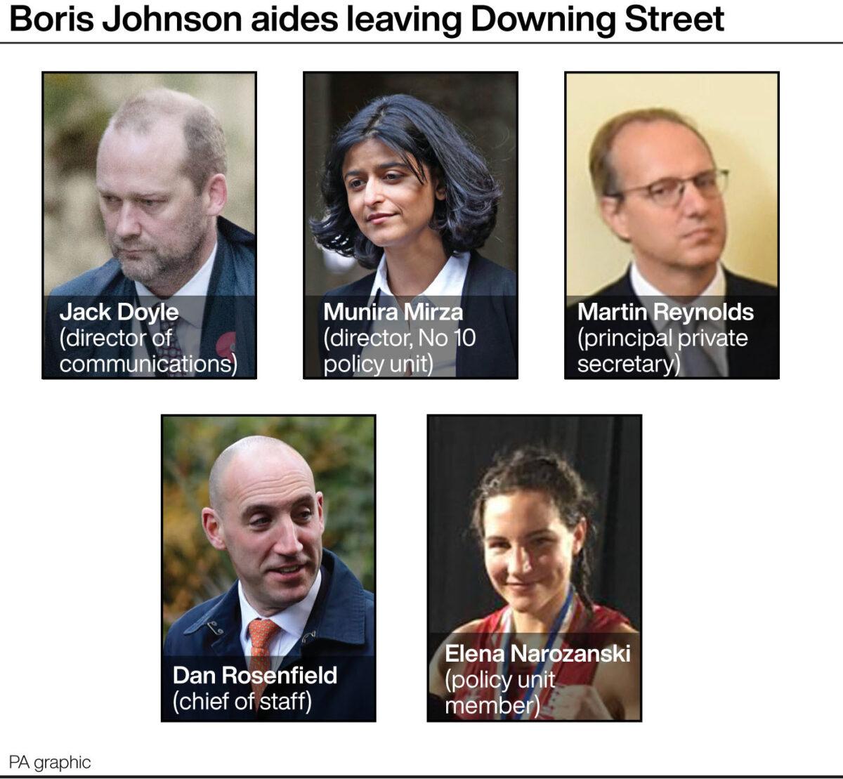 Boris Johnson aides leaving Downing Street. (PA Graphics)