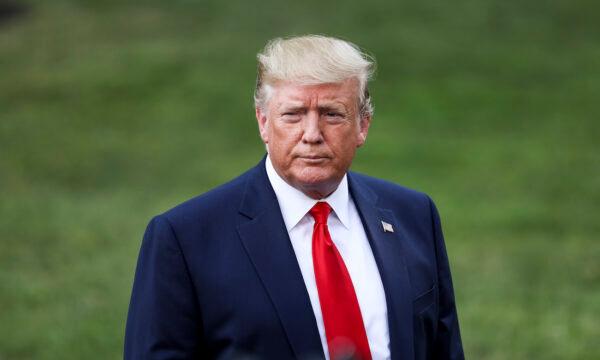 President Donald Trump on the White House South Lawn in Washington on Aug. 1, 2019. Losing Trump's endorsement has been challenging for Alabama senatorial candidate Mo Brooks, who based much of his campaign on his loyalty to Trump. (Charlotte Cuthbertson/The Epoch Times)