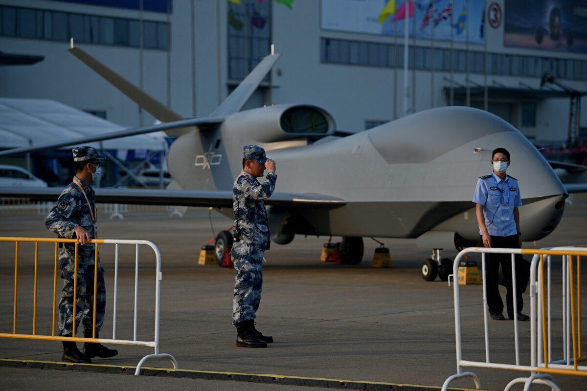 A People's Liberation Army (PLA) Air Force WZ-7 high-altitude reconnaissance drone is seen a day before the 13th China International Aviation and Aerospace Exhibition in Zhuhai, southern China's Guangdong Province, on Sept. 27, 2021. (Noel Celis/AFP via Getty Images)
