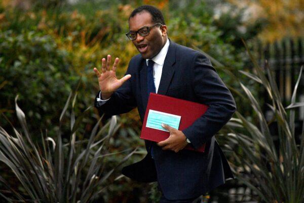 Britain's Business Secretary Kwasi Kwarteng arrives at 10 Downing Street in central London on Feb. 1, 2022. (Justin Tallis/AFP via Getty Images)