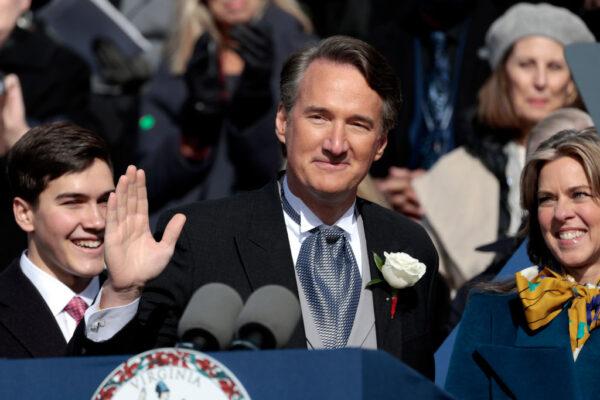 Glenn Youngkin is sworn in as the 74th governor of Virginia on the steps of the State Capitol in Richmond, on Jan. 15, 2022. (Anna Moneymaker/Getty Images)