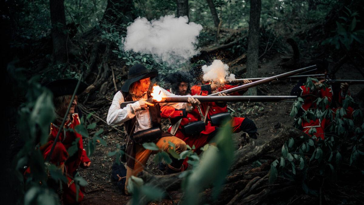 Virginia Provincials at the Battle of Jumonville Glen in "Washington's Armor." (Courtesy of Capernaum Studios)