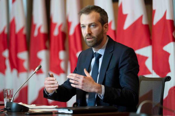 Liberal MP for Louis-Hebert Joel Lightbound speaks about Covid restrictions during a news conference, Tuesday, Feb. 8, 2022 in Ottawa. (THE CANADIAN PRESS/Adrian Wyld)