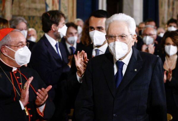 Italian re-elected 13th president Sergio Mattarella arrives to attend an official ceremony at the Quirinale palace after his swearing-in ceremony at the parliament in Rome on Feb. 3, 2022. After Italy's bickering, political parties failed to agree on a candidate for his successor, and the threat of snap elections reared its head, Mattarella finally agreed for a second term on Jan. 29. (Guglielmo Mangiapane/Pool/AFP via Getty Images)