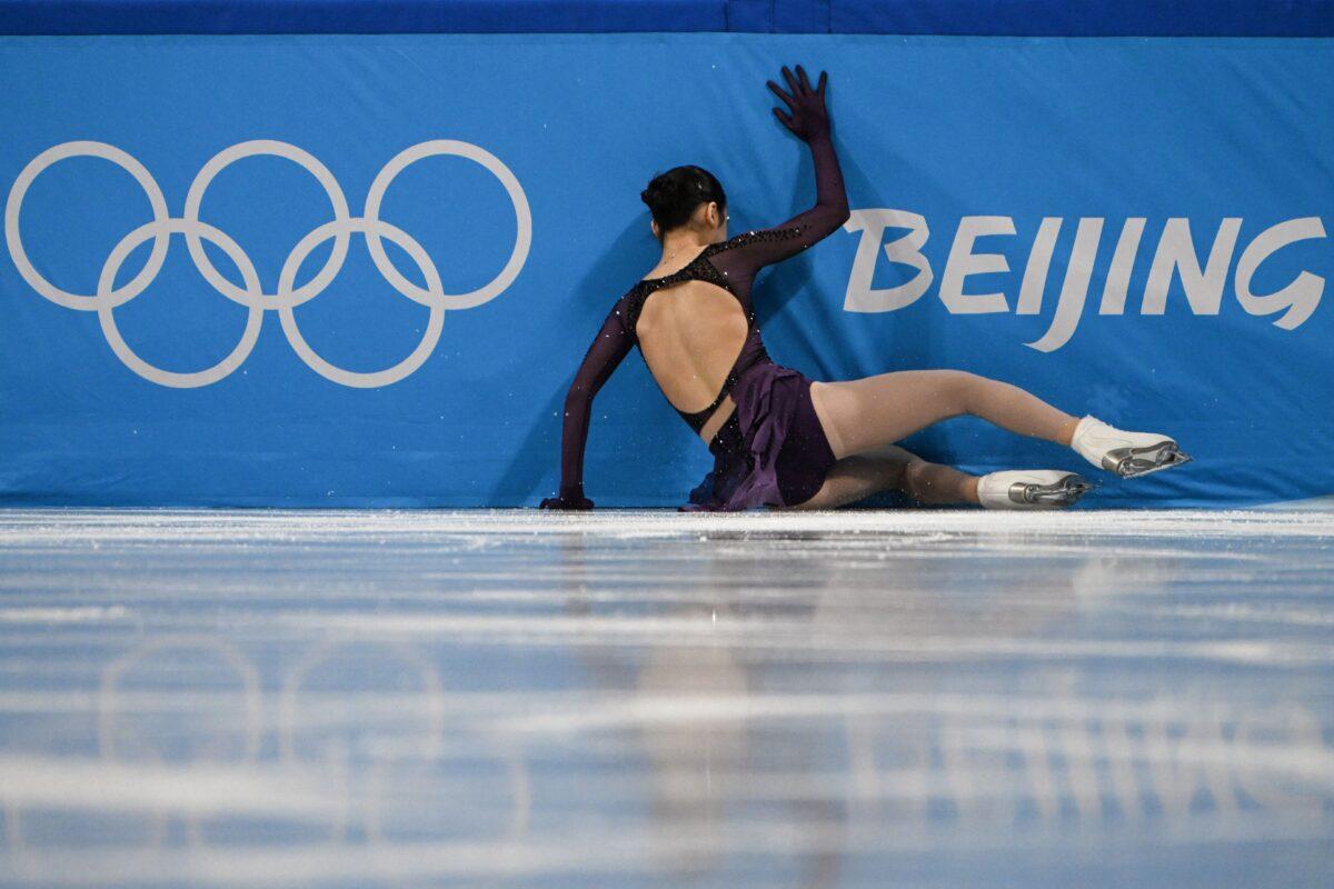 China's Zhu Yi competes in the women's singles short program of the figure skating team event at the Beijing 2022 Winter Olympic Games in the Capital Indoor Stadium in Beijing on Feb. 6, 2022. (Manan Vatsyayana/AFP via Getty Images)