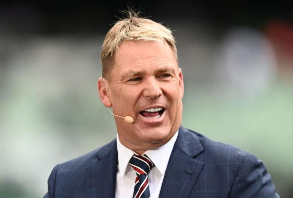 Former Australian cricketer and FOX Sports commentator Shane Warne is seen during the Third Test match in the Ashes series between Australia and England at Melbourne Cricket Ground in Melbourne, Australia on December 26, 2021. (Photo by Quinn Rooney/Getty Images)
