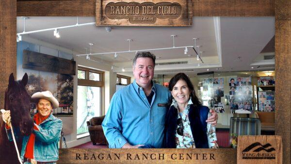 Gov. George Allen and wife Susan at the Reagan Ranch Center in Santa Barbara, Calif., in November 2021. (Courtesy of Young America’s Foundation now owner/preserver of the President Reagan’s Rancho del Cielo)
