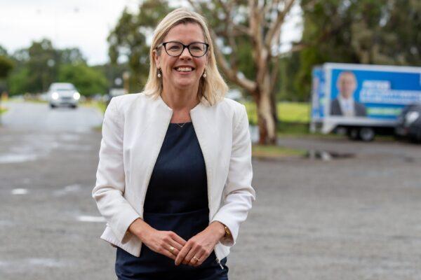 Western Australia Deputy leader of the Opposition and Shadow Health Minister Libby Mettam before the launch of the Liberals state election campaign in Perth, Australia on Mar. 1, 2021. (AAP Image/Richard Wainwright)