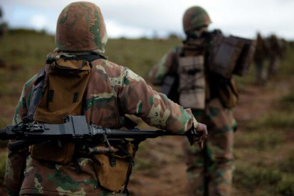 A squad of South African special forces on parol near a village in Mozambique's Cabo Delgado Province. (Courtesy of South African National Defense Force)