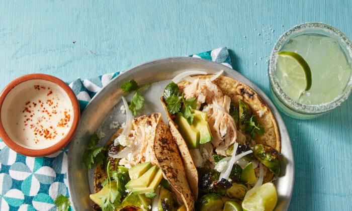Brussels Sprouts Add Crisp Texture to Chicken Tacos