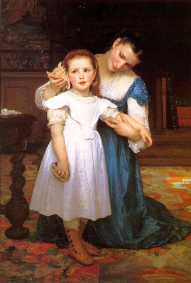 “The Shell," 1871, by William-Adolphe Bouguereau. Oil on canvas; 35 inches x 51.5 inches. (Public domain)