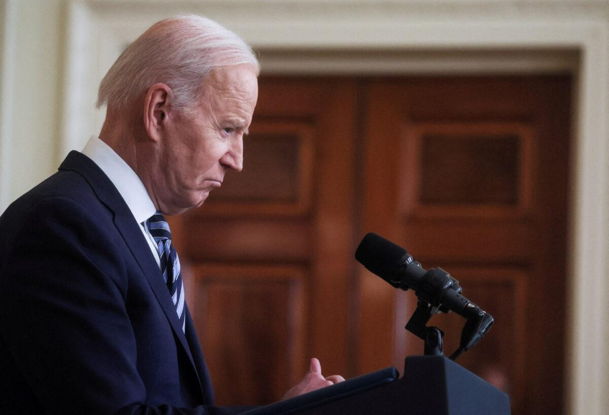U.S. President Joe Biden delivers remarks on Russia's attack on Ukraine, in the East Room of the White House, on Feb. 24, 2022. (Leah Millis/Reuters)