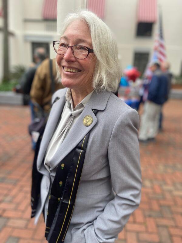 Convention of States member Lynette at the Rally in Tally on Feb. 8, 2022. (Brenna Rummel)