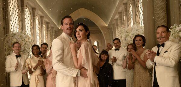 Foreground: Armie Hammer and Gal Gadot with cast of "Death on the Nile." (20th Century Studios)
