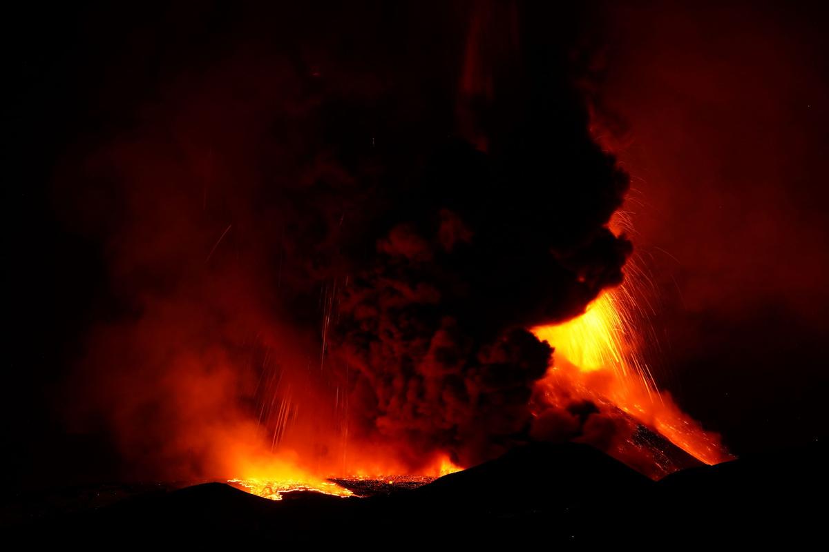 Italy's Mount Etna Lights Up Night Sky in Spectacular Eruption