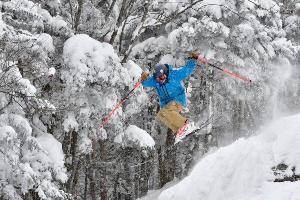 A contestant gets some air during the annual extreme skiing competition. (Pat Kelley/Smugglers' Notch Resort)