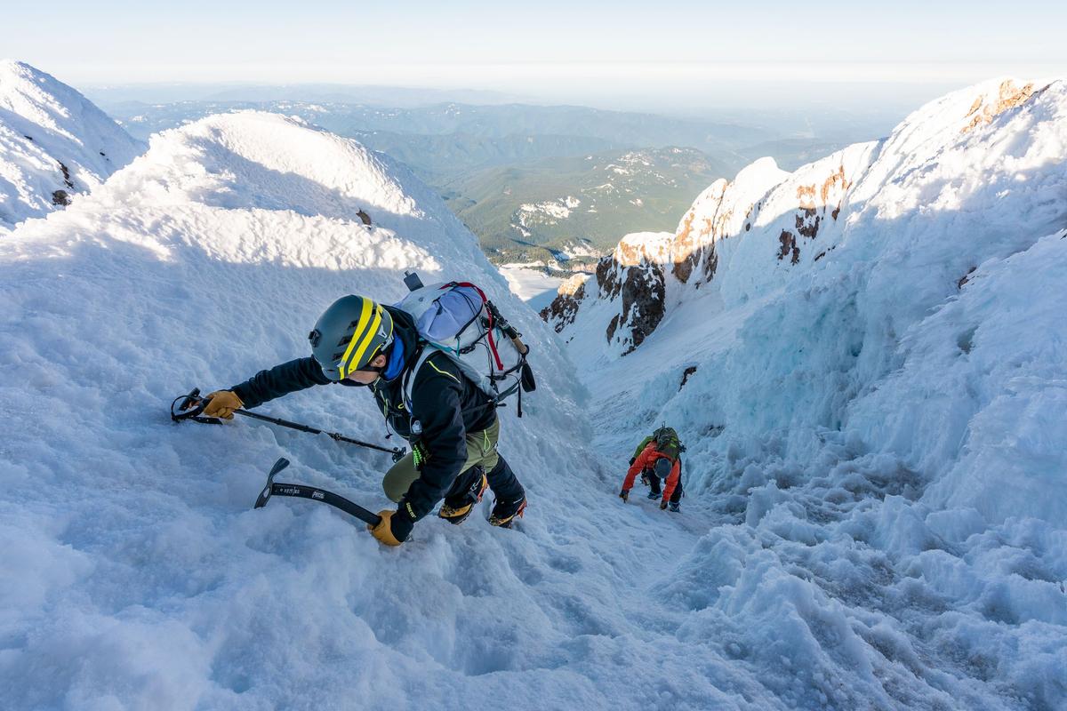 Veterans from Veterans Expeditions climbing to the summit of Mount Hood, the tallest peak in Oregon. (Courtesy of Nate Brown)