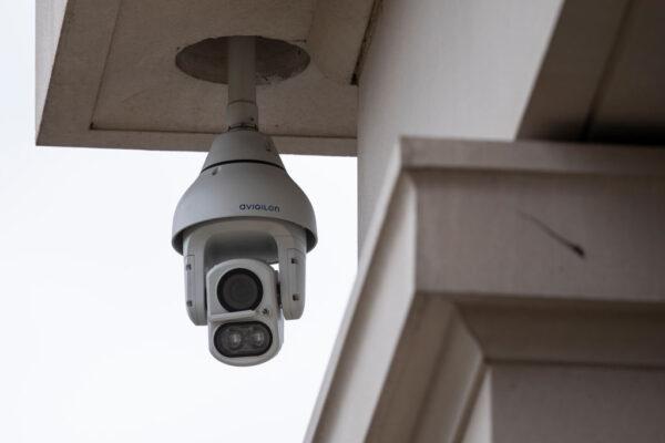 A CCTV camera in Pancras Square near Kings Cross Station in London, England, on Aug. 16, 2019. (Dan Kitwood/Getty Images)