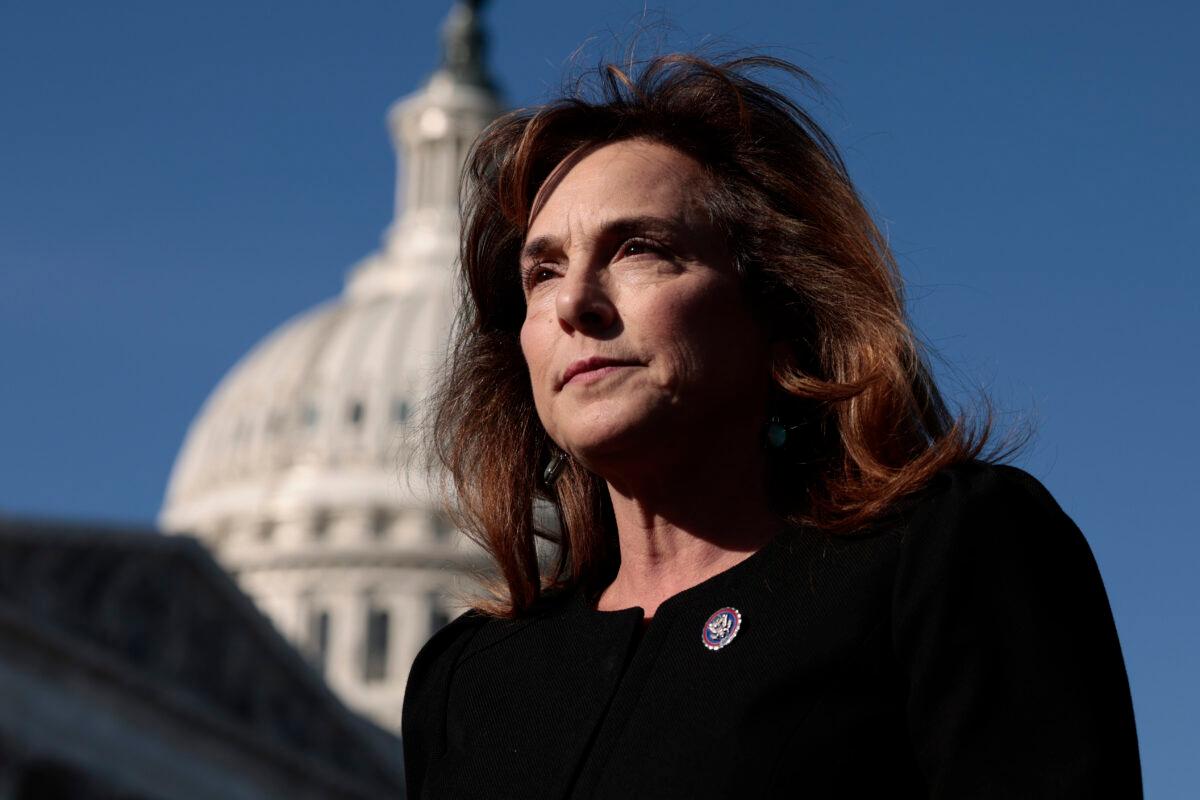 Rep. Lisa McClain (R-Mich.) departs from a press conference on vaccine mandates for businesses with House Republicans on Capitol Hill on Nov. 18, 2021. (Anna Moneymaker/Getty Images)