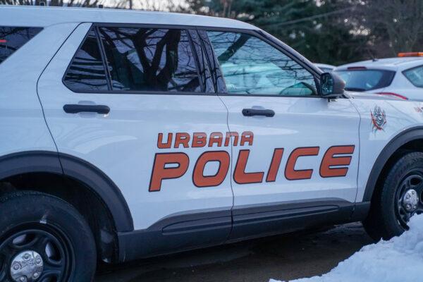 An Urbana police car in the police department parking lot in Urbana, Ill., on Feb. 10, 2022. (Cara Ding/The Epoch Times)