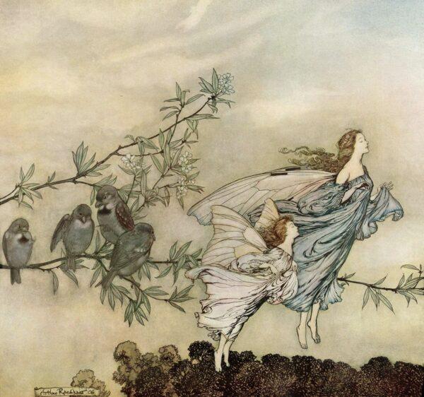 <span data-sheets-value="{"1":2,"2":"\"Fairies in the Spring,\" 1906, by Arthur Rackham. Watercolor, gouache, and pencil on paper. (Public Domain)"}" data-sheets-userformat="{"2":8963,"3":{"1":0},"4":{"1":2,"2":2228223},"11":4,"12":0,"16":12}">"Fairies in the Spring," 1906, by Arthur Rackham. Watercolor, gouache, and pencil on paper. (Public Domain)</span>