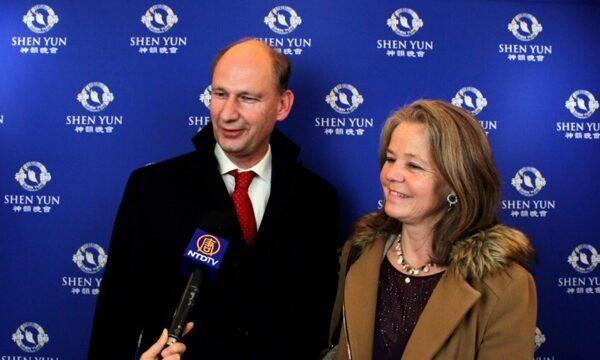 Frédéric and Sandrine Vié at Shen Yun Performing Arts in Aix-en-Provence, France, on Feb. 7, 2022. (NTD)