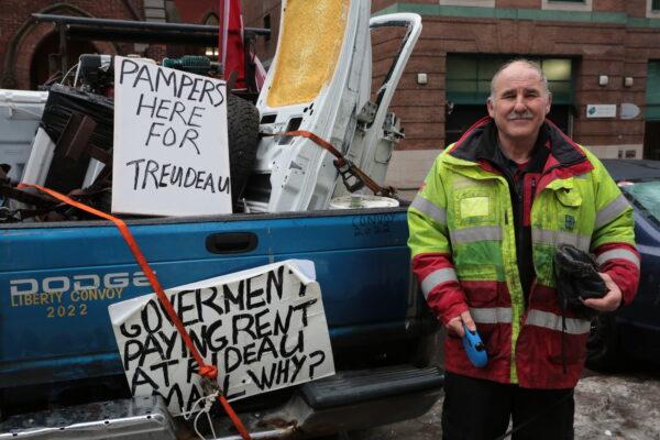 Protester Doug Day, from Toronto, has been with the blockade for six days. He said he was not likely to move when asked to by police. (Richard Moore/The Epoch Times)