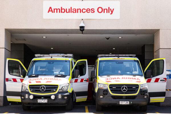  Victoria Ambulances are seen at the St. Vincent Hospital in Melbourne, Australia, on Jan. 11, 2022. (Diego Fedele/Getty Images)