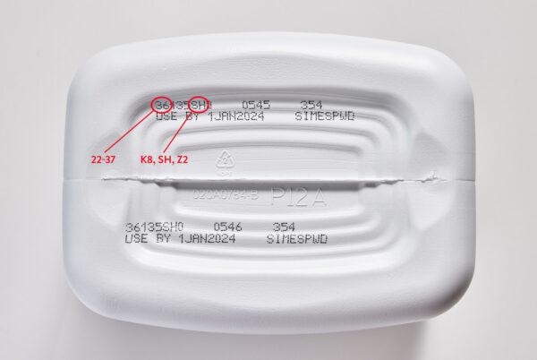 The products under recall have a multi-digit number on the bottom of the container starting with the first two digits 22 through 37, containing K8, SH, or Z2 and with an expiration date of April 1, 2022, or after. (Image supplied by Abbott Laboratories)