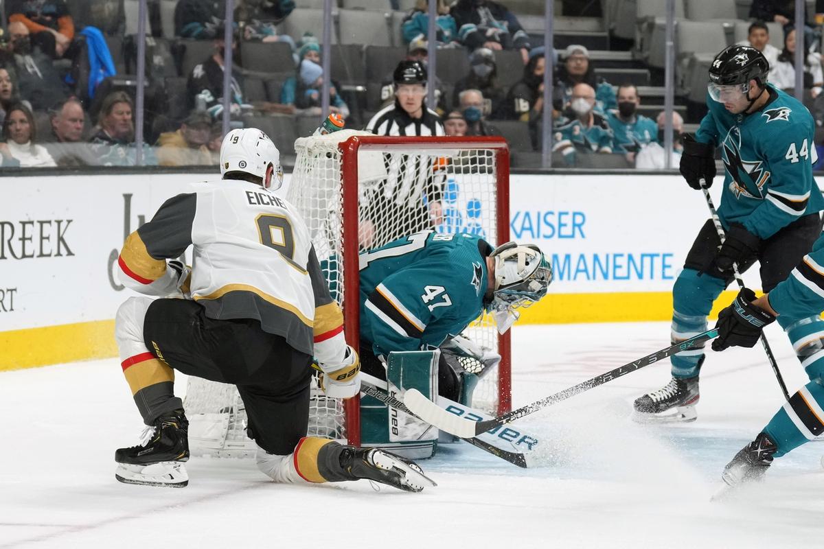 NHL Roundup: Eichel Scores First Vegas Goal in Win Over Sharks