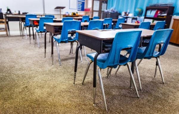 A classroom in Tustin, Calif., on March 10, 2021. (John Fredricks/The Epoch Times)