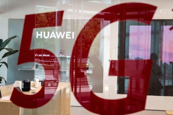 Chinese telecom giant Huawei features 5G products in Beijing in May 2020, underscoring U.S. wireless telecom providers’ complaints that the Federal Communications Commission needs to open more electromagnetic spectrum to commercial development, even frequencies now exclusively dedicated to the Department of Defense. (Nicolas Asfouri/AFP via Getty Images)