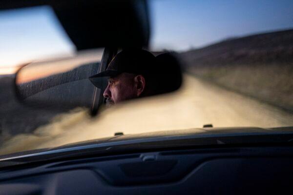 Yurok Tribal Police Chief Greg O'Rourke drives through the Yurok Reservation while revisiting the sites where Emmilee Risling was last seen in Klamath, Calif., on Jan. 19, 2022. (Nathan Howard/AP Photo)