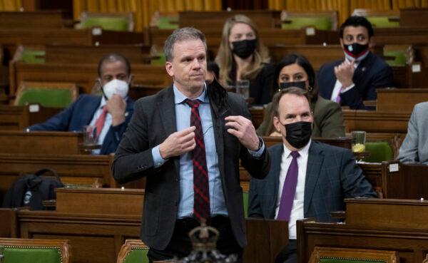 Leader of the Government in the House of Commons Mark Holland rises to vote on the implementation of the Emergencies Act, in Ottawa, on Feb. 21, 2022. (The Canadian Press/Adrian Wyld)
