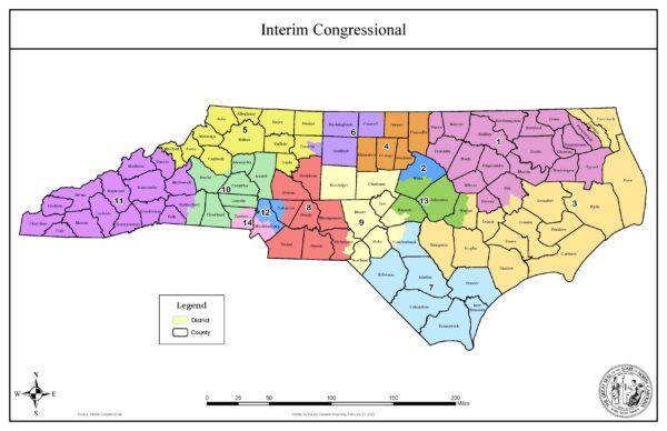 The new congressional district map created by North Carolina courts. (North Carolina General Assembly)