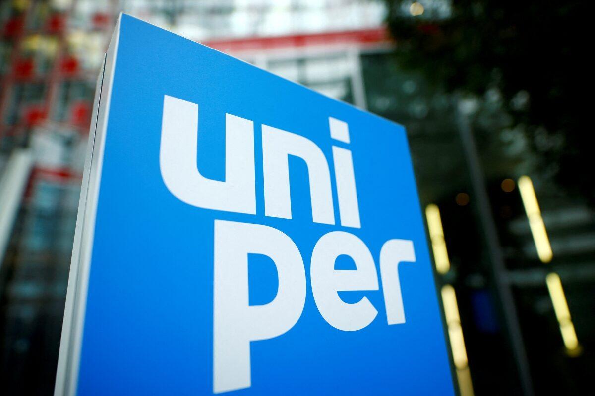 The logo of German energy utility company Uniper SE is pictured in the company's headquarters in Duesseldorf, Germany, on March 10, 2020. (Thilo Schmuelgen/Reuters)