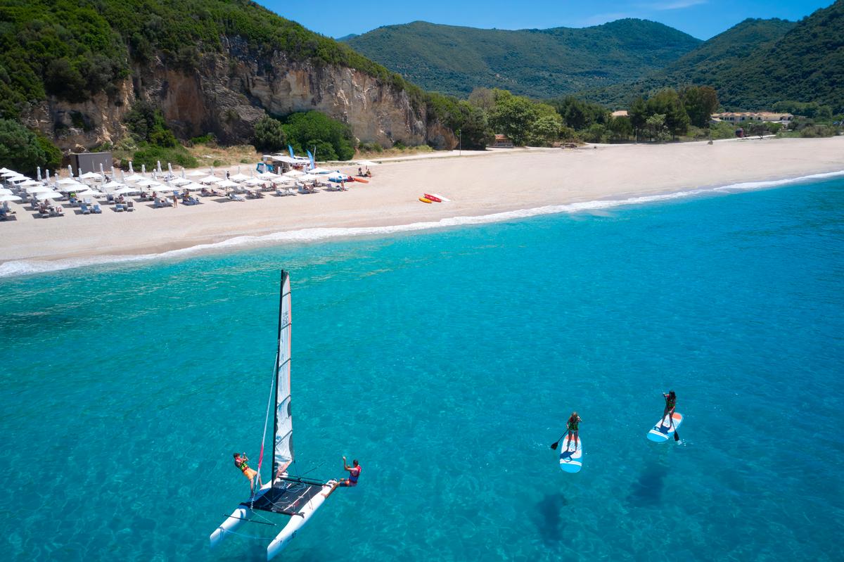 The blue waters invite exploration via stand-up paddleboarding or sailing. (Courtesy of Marbella Elix)