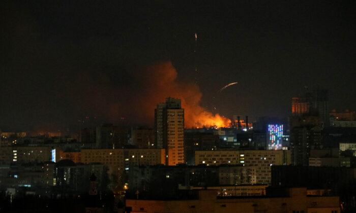 Videos Show Large Explosions Lighting Up Kyiv Sky