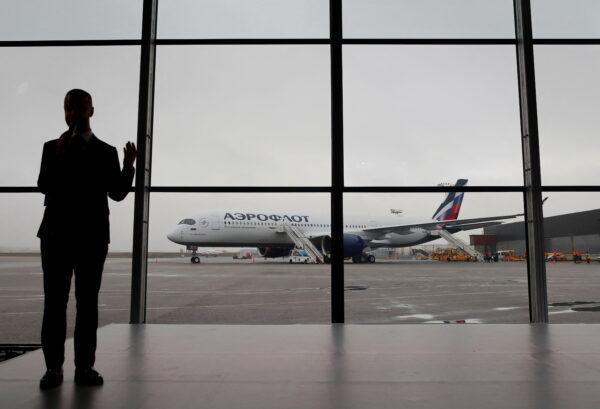 File photo shows an aircraft of Russia's flagship airline Aeroflot during a media presentation at Sheremetyevo International Airport outside Moscow on March 4, 2020. (Rueters/Maxim Shemetov/File Photo)
