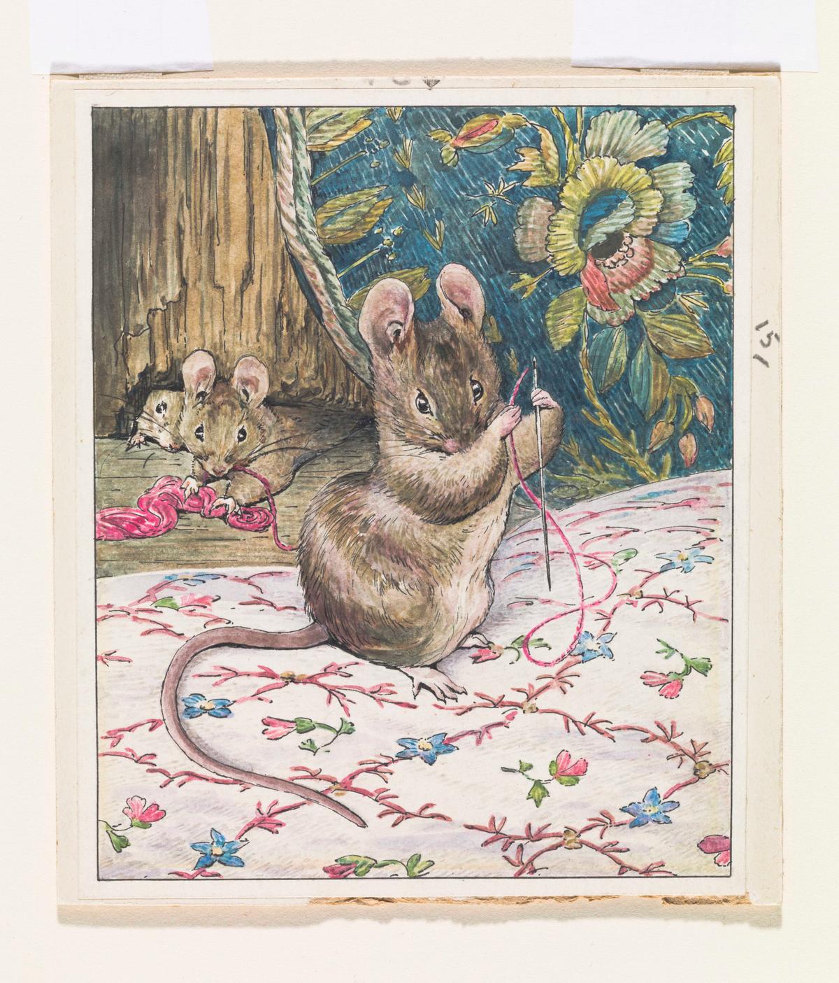 "The Mice at Work Threading the Needle," 1902, by Beatrix Potter. Illustration for "The Tailor of Gloucester." Watercolor, ink, and gouache on paper. (Tate)