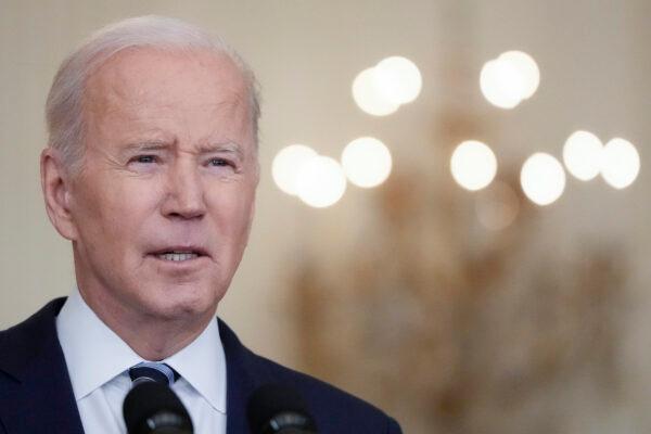 U.S. President Joe Biden delivers remarks about Russia's invasion of Ukraine in Washington on Feb. 24, 2022. (Drew Angerer/Getty Images)