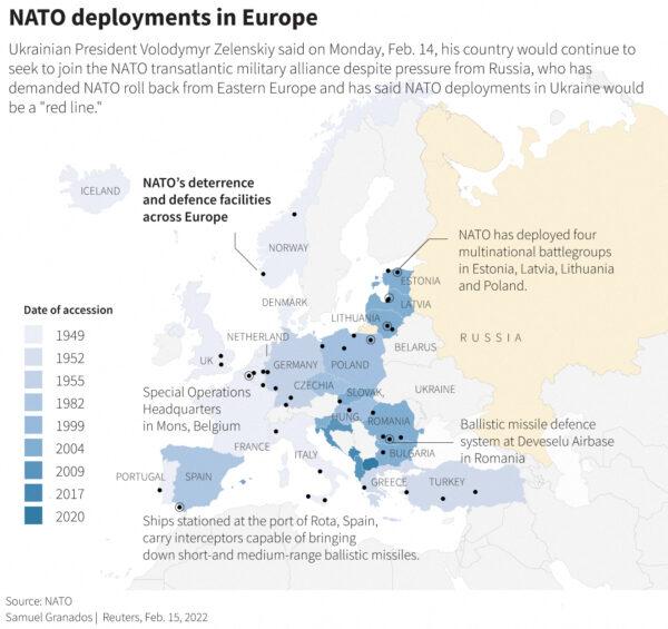 Map of NATO deployments in Europe (Reuters)