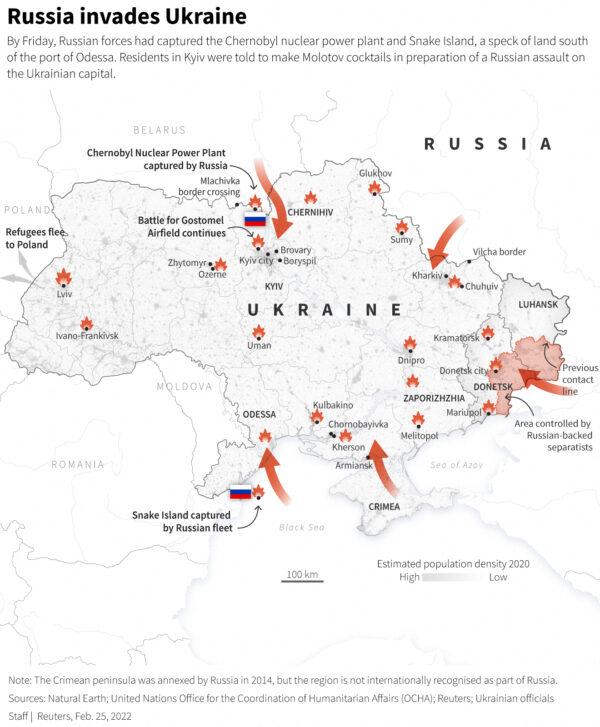 Map of Russian attacks in Ukraine (Reuters)