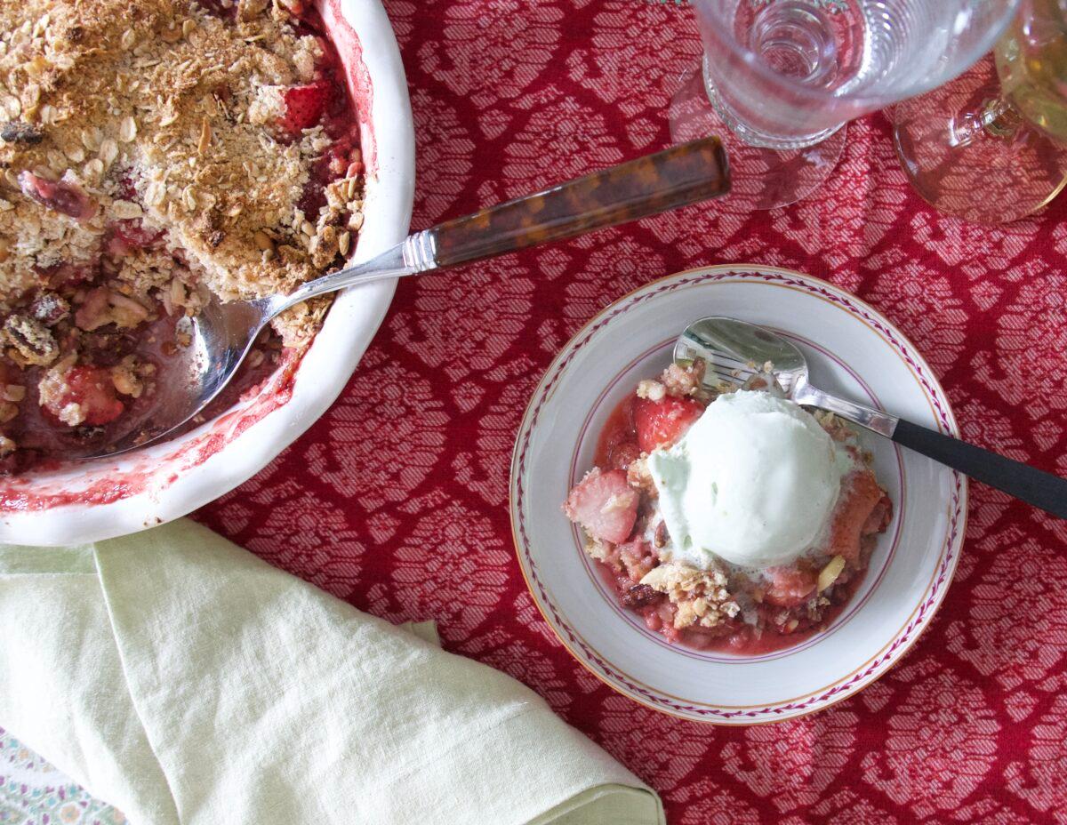 Sweet, peak-season strawberries star in this simple baked dessert. (Victoria de la Maza)